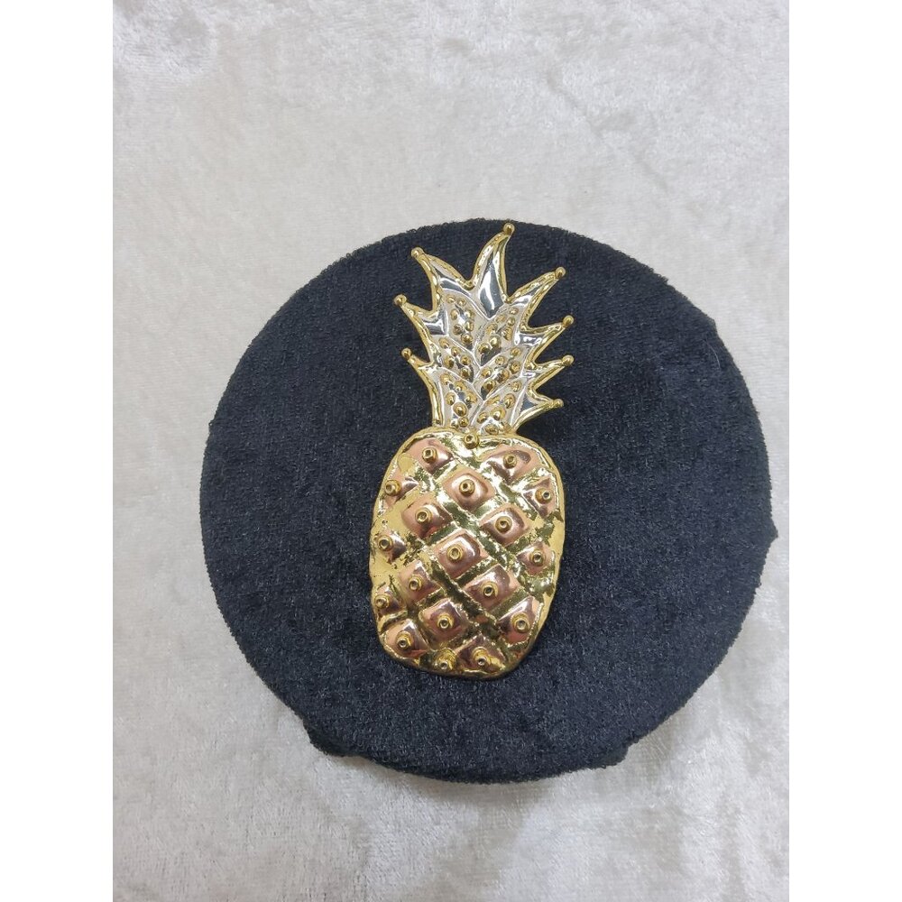 Vintage Gold & Silver Tone Pineapple Brooch/Pendant With gold dot Accents